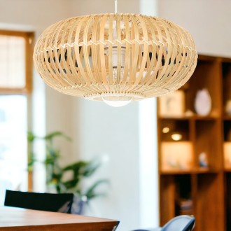 Lampa wisząca biała BOHO bambusowa 38cm TH08