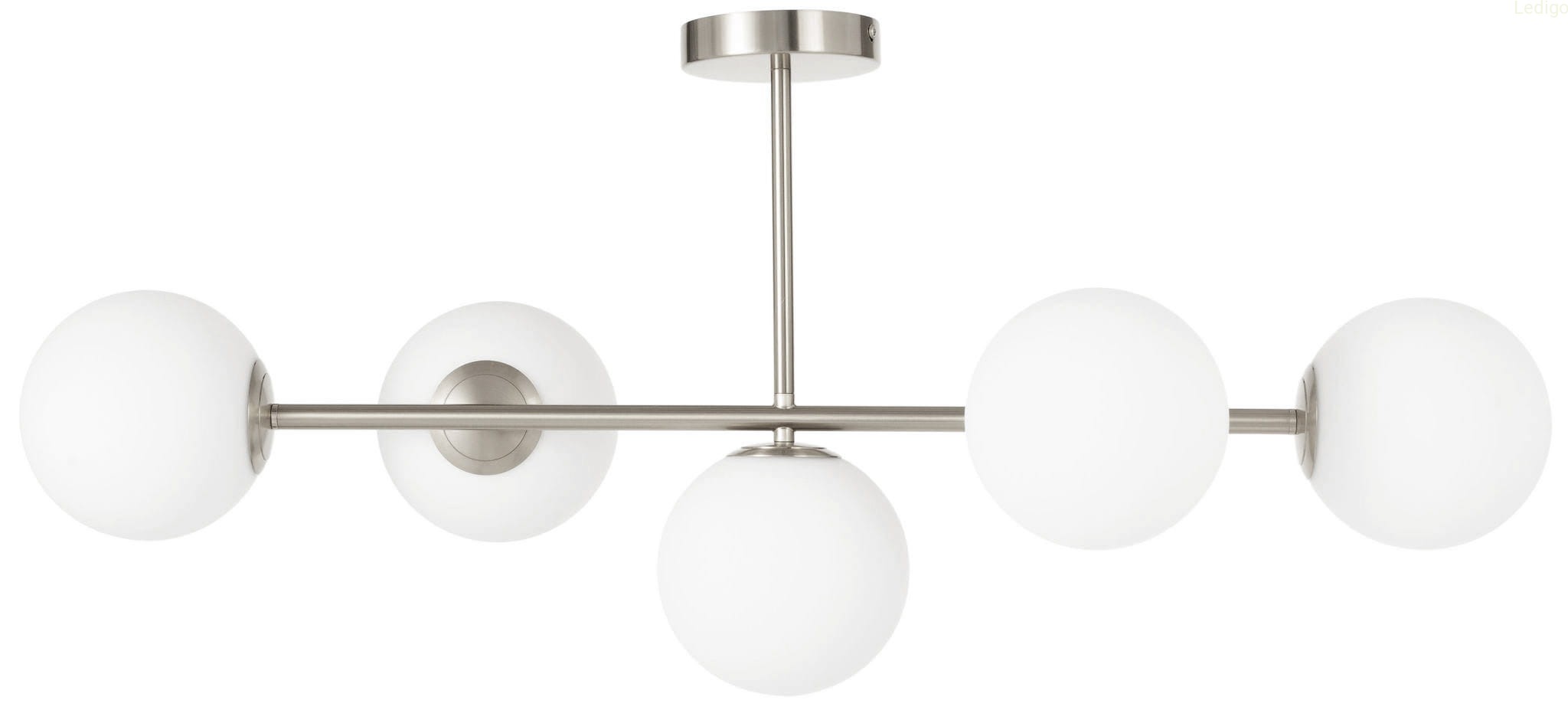 Lampa sufitowa Milano chrom mat 5 kloszy mleczne kule
