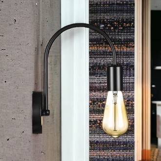 Kinkiet retro łuk E27 LOFT czarny