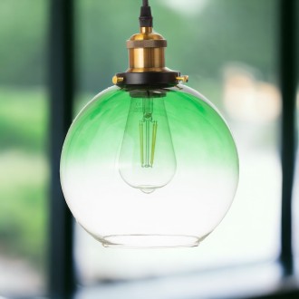 Lampa wisząca szklana kula ombre zielona