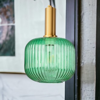 Lampa wisząca szklana MODERNA złota zielona