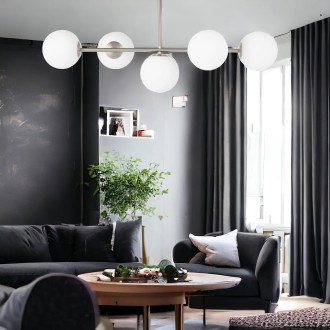 Lampa sufitowa Milano silver 5 kloszy mleczne kule
