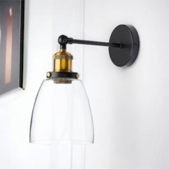 Kinkiet ścienny złota oprawa stożek przezroczysty