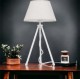 Lampa stojąca biała NEPTUN Mini z lnianym abażurem Karo