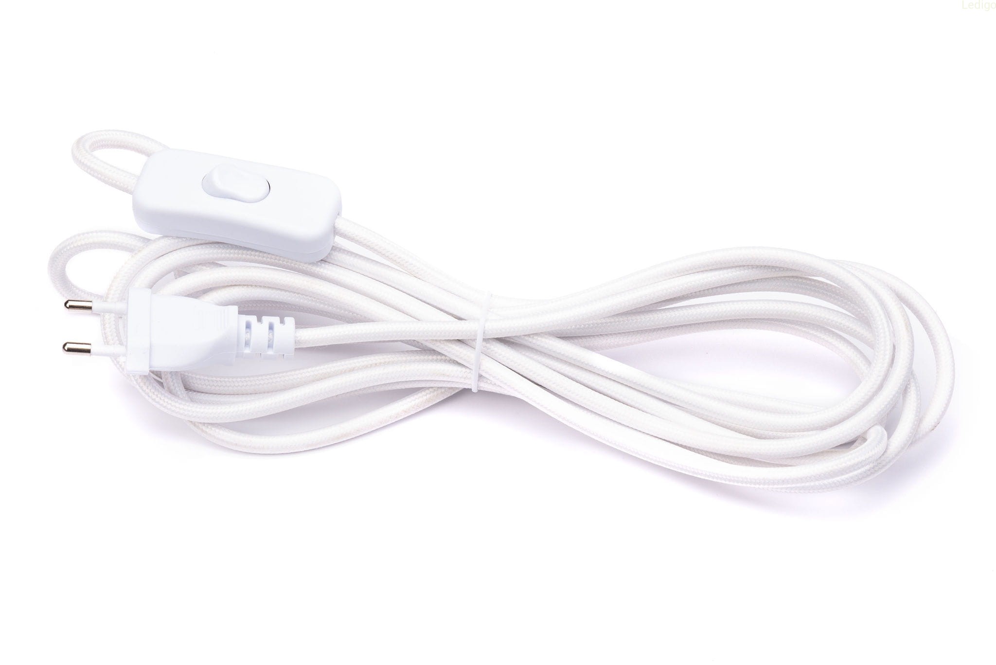 Przewód w oplocie kabel z wtyczką 3m biały