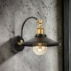 Kinkiet metalowy Retro na łuku czarno złoty płaski