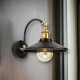 Kinkiet metalowy Retro na łuku czarno złoty płaski