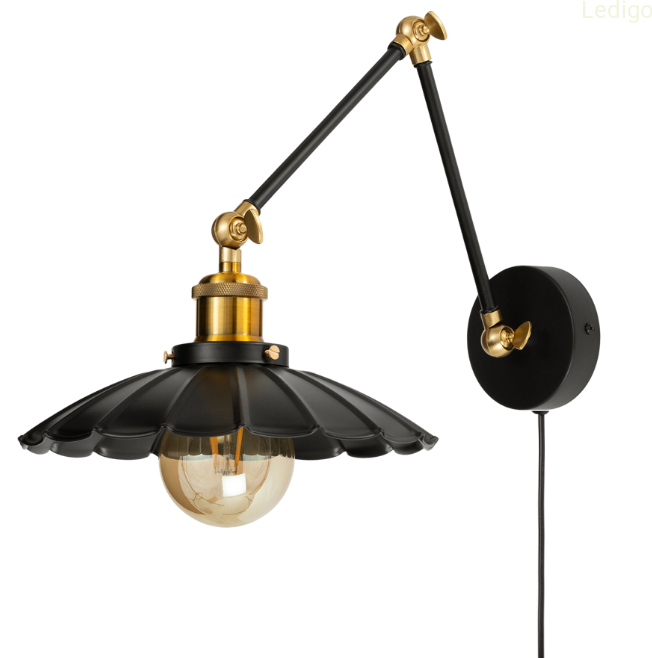 Kinkiet metalowy regulowany Retro Lamina z kablem