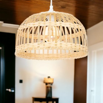 Lampa wisząca czarna BOHO bambusowa 38cm TH10