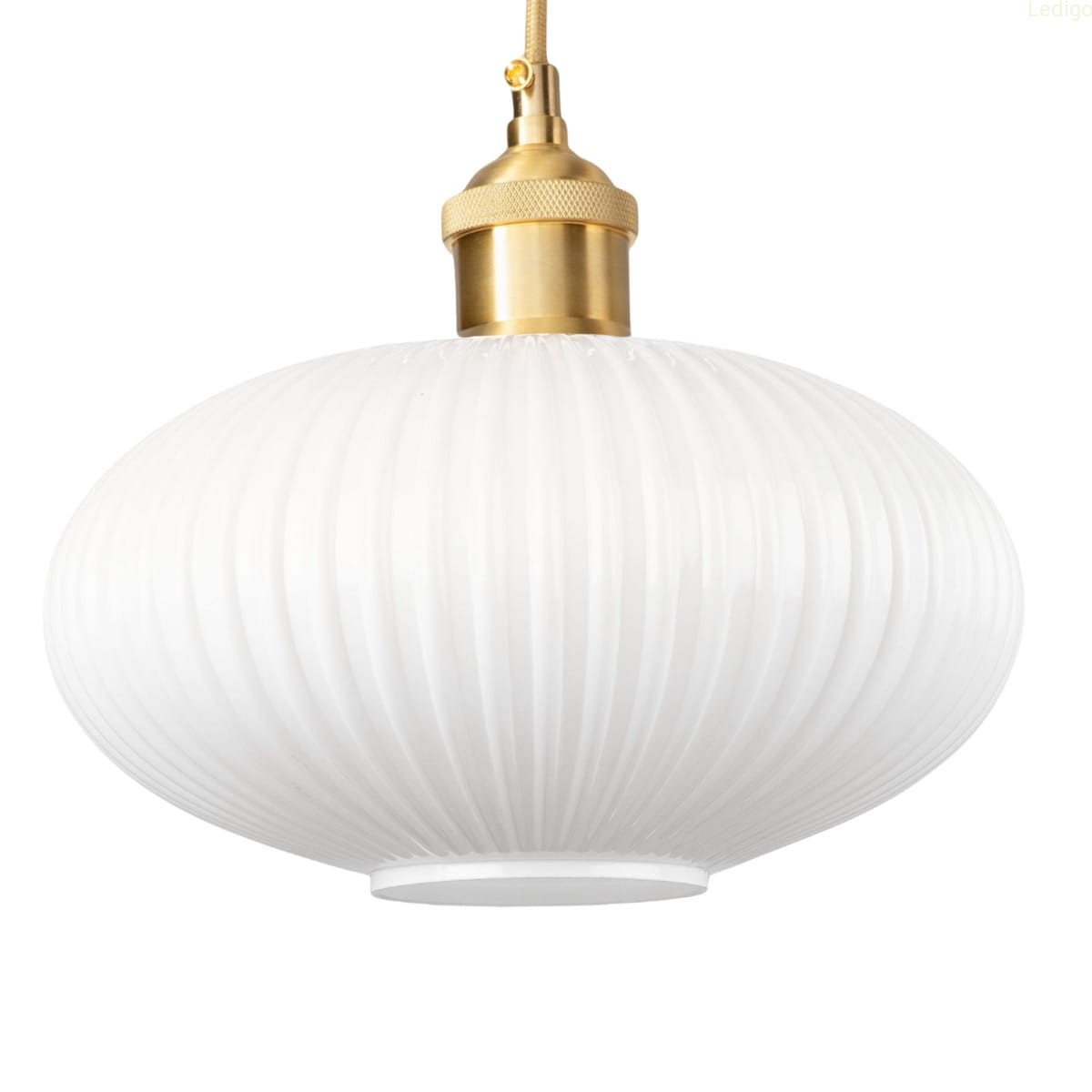 Lampa wisząca szklana Torino duża złota mleczna