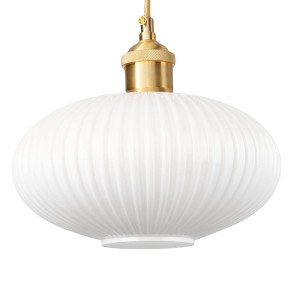 Lampa wisząca szklana Torino duża złota mleczna