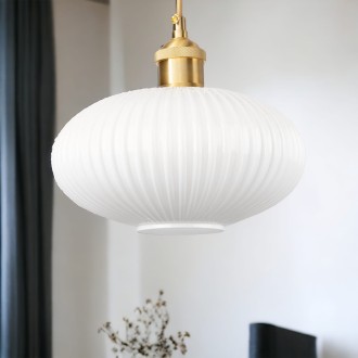 Lampa wisząca szklana Torino duża złota mleczna