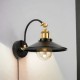 Kinkiet metalowy Retro na łuku czarno złoty płaski z kablem