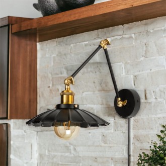 Kinkiet metalowy regulowany Retro Lamina z kablem