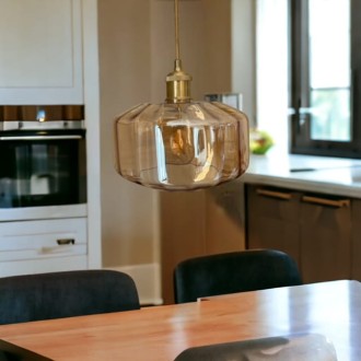 Lampa wisząca szklana złota bursztynowa Haga