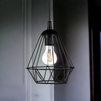 Lampa wisząca loft druciana DIAMENT Black