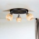 Lampa sufitowa czarny plafon potrójny klosz bambusowy