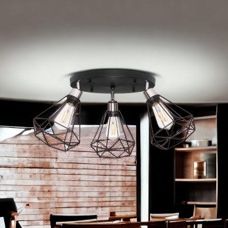 Lampa sufitowa plafon 3 klosze Diament czarny