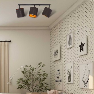 Lampa sufitowa listwa potrójna czarna abażur Oro