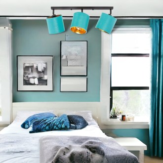 Lampa sufitowa listwa potrójna turkusowa abażur Oro