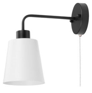 Kinkiet ścienny retro stożek biały z łańcuszkiem