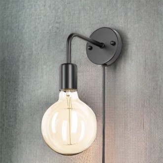 Kinkiet czarny loft z włącznikiem na kablu WST052