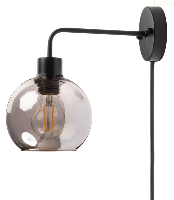 Kinkiet ścienny retro Venus klosz grafitowy z kablem