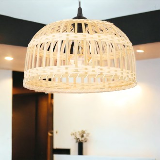 Lampa wisząca czarna BOHO bambusowa 38cm TH10