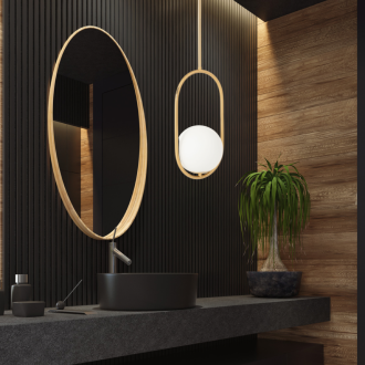 Lampa wisząca złota Milano Ring kula mleczna