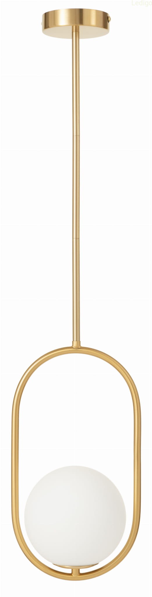 Lampa wisząca złota Milano Ring mleczna kula