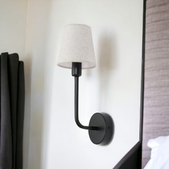 Kinkiet z lnianym abażurem hotelowy czarny Arte