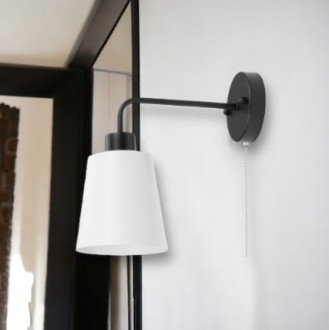 Kinkiet ścienny retro stożek biały z łańcuszkiem