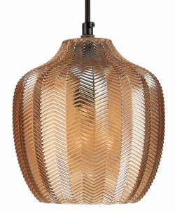 Lampa wisząca szklana Chevron złota bursztynowa 