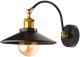 Kinkiet metalowy Retro na łuku czarno złoty płaski z włącznikiem