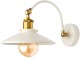 Kinkiet metalowy Retro na łuku biało złoty płaski