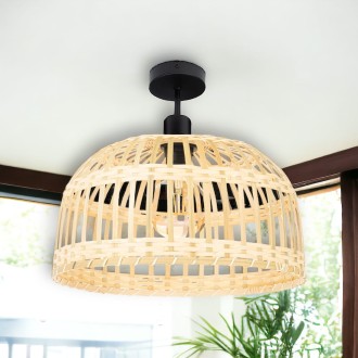 Lampa sufitowa bambusowa półplafon TH10 czarny 