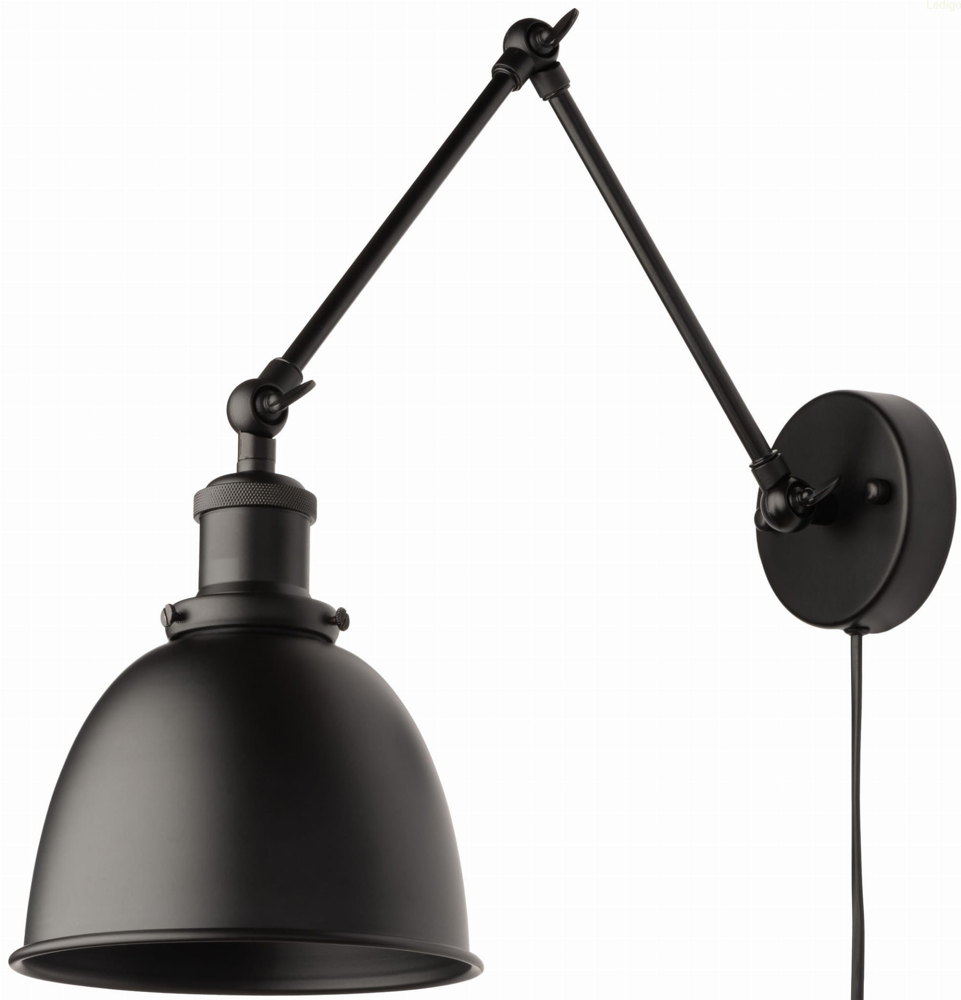 Kinkiet metalowy regulowany Rustic czarny z kablem