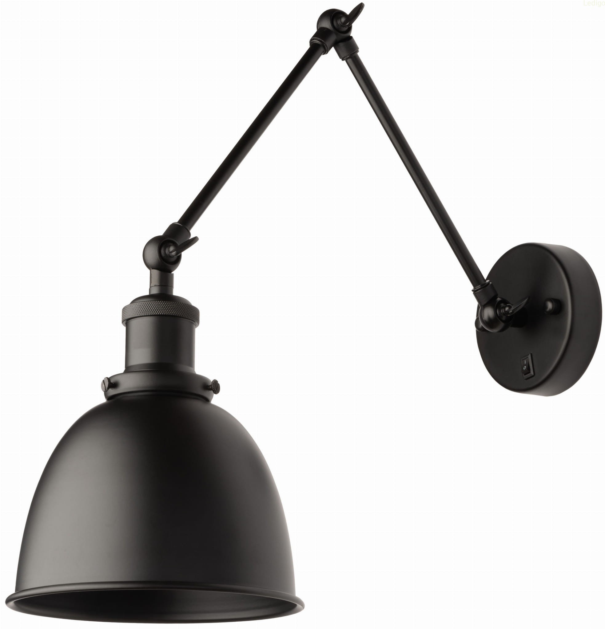 Kinkiet metalowy regulowany Rustic czarny z włącznikiem