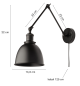 Kinkiet metalowy regulowany Rustic czarny z kablem