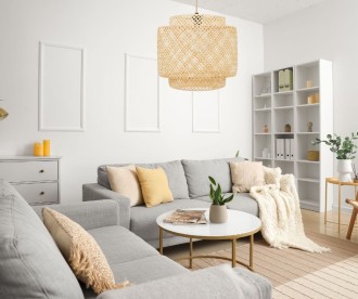 Lampa wisząca BOHO bambusowa TH06 Juta