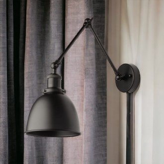 Kinkiet metalowy regulowany Rustic czarny z kablem