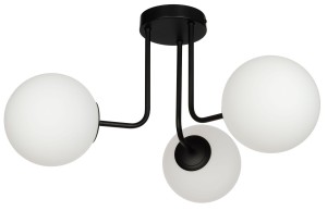 Lampa sufitowa black mat Milano żyrandol 3 klosze mleczne kule