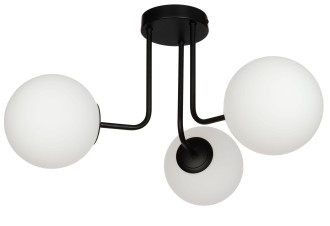 Lampa sufitowa black mat Milano żyrandol 3 klosze mleczne kule