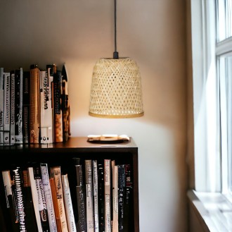 Lampa wisząca BOHO bambusowa czarna PHU01