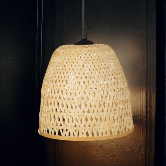 Lampa wisząca BOHO bambusowa czarna TH1C