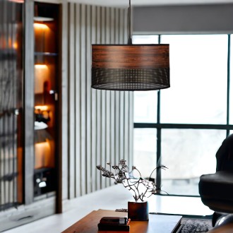 Lampa wisząca wenge czarna abażur złoty środek