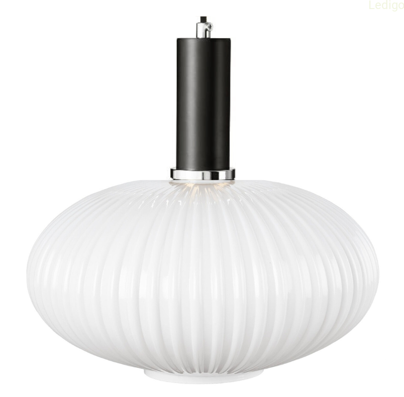 Lampa wisząca szklana Torino duża mleczna czarna zawieś