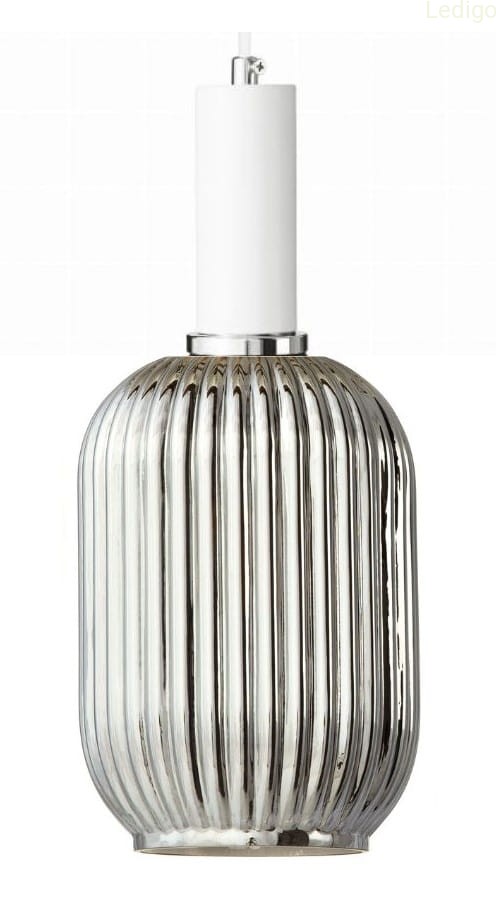 Lampa wisząca szklana MODERNA Slim lustrzana grafitowa biała zawieś