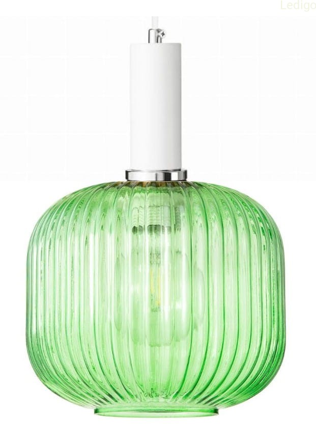 Lampa wisząca szklana MODERNA zielona biała zawieś