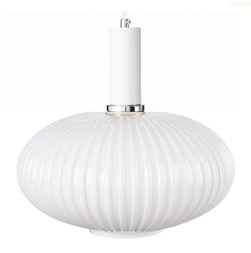 Lampa wisząca szklana MODERNA duża mleczna biała zawieś